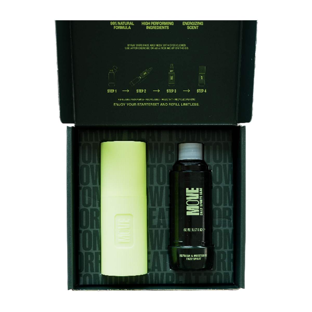 DÉPLACER | Spray visage rafraîchissant et hydratant | Kit de démarrage | 150 ml 