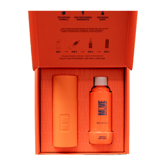 DÉPLACER | Spray corporel réchauffant | Kit de démarrage | 150 ml 