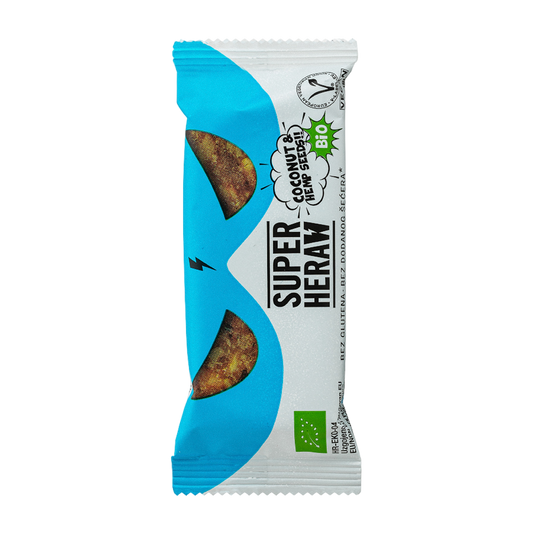 Superheraw | Barre Bio | Graines de noix de coco et de chanvre | 45 grammes 