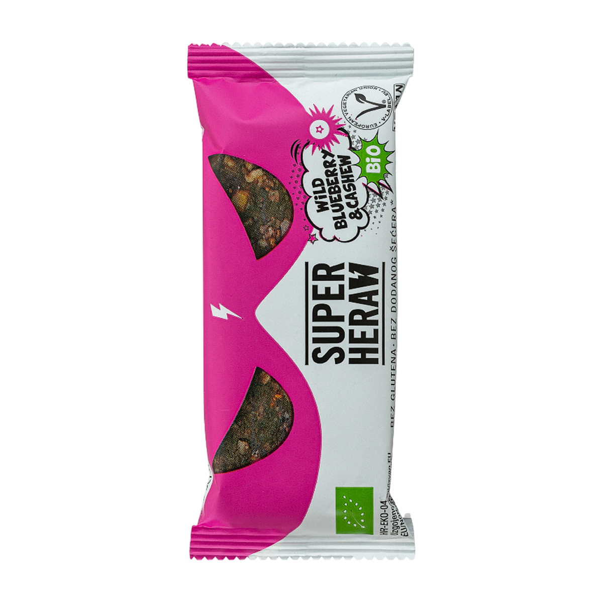 Superheraw | Barre Bio | Myrtille sauvage et noix de cajou | 45 grammes 