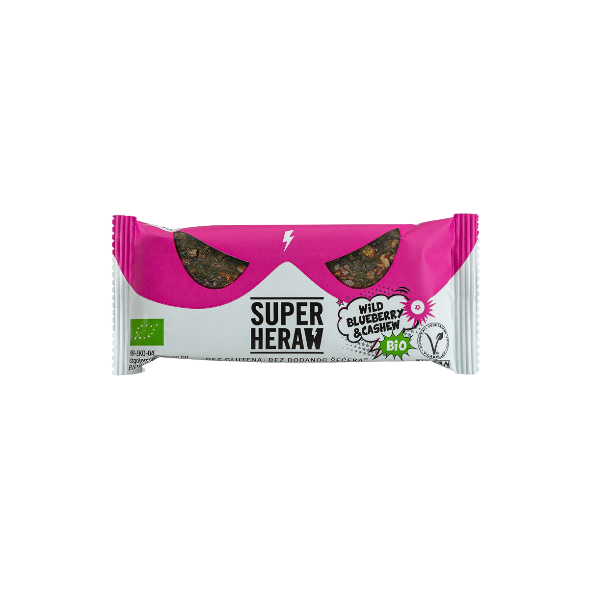 Superheraw | Barre Bio | Myrtille sauvage et noix de cajou | 45 grammes 